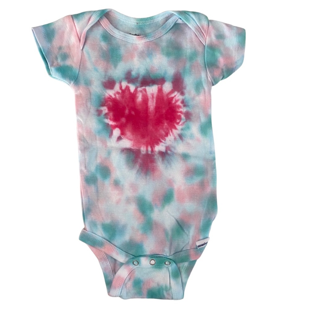 Pink Heart Hippie Tie Dye Baby Onesie Gerber Baby Handmade